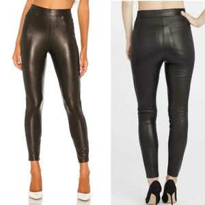 Spanx Leather like black skinny ankle pants size XL
